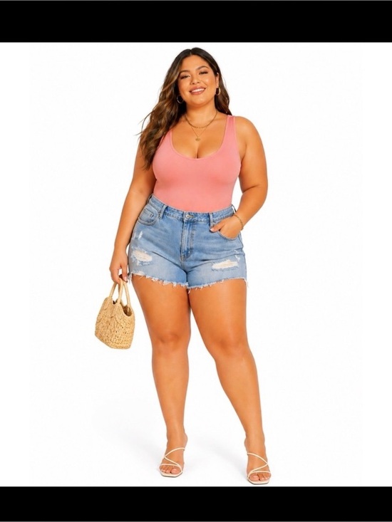 Express Tops - Express Peach Body Contour Bodysuit